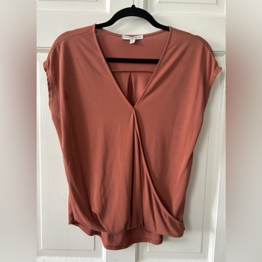 Green Envelope of LA V Neck Drape Blouse | Mauve | Small